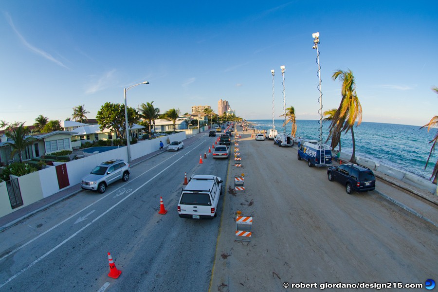 Nov 26 2012 Television News Trucks - A1A Flooding, Fort Lauderdale