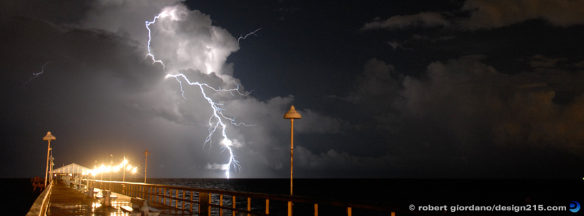 Lightning at Commercial Pier - Facebook Cover Photos
