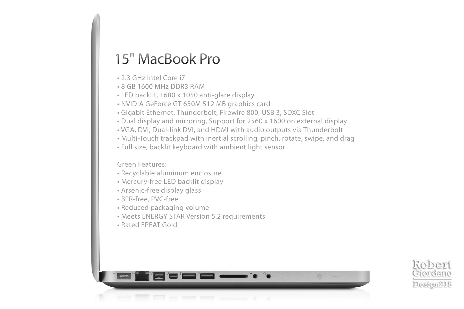 2013 Macbook Pro, Side View - Product Photography