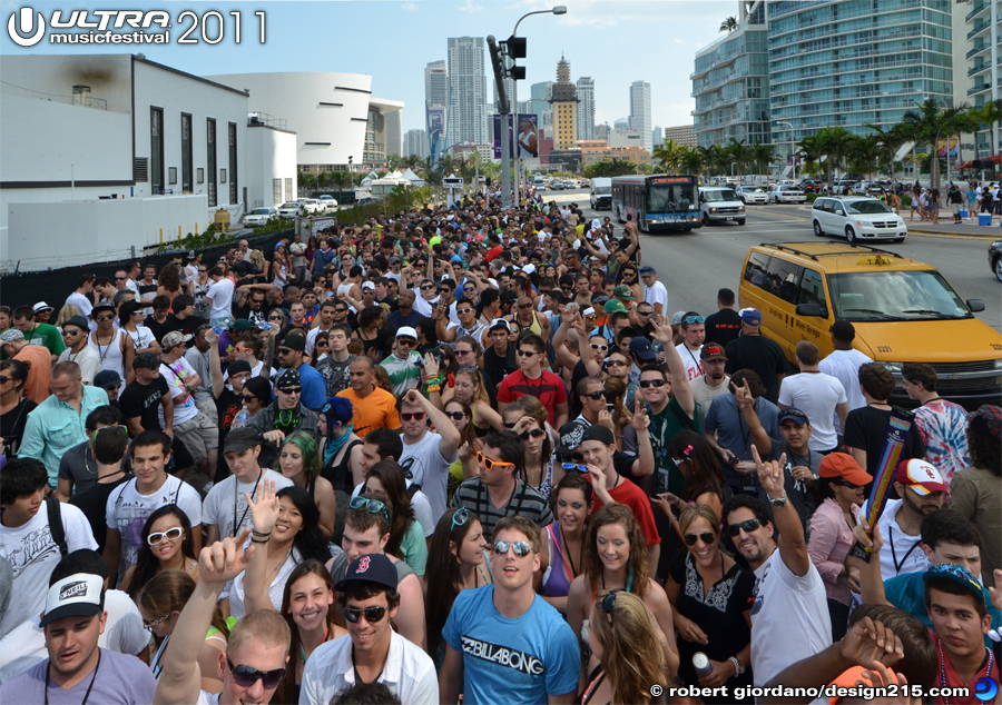 Crowd waiting for gates to open - 2011 Ultra Music Festival