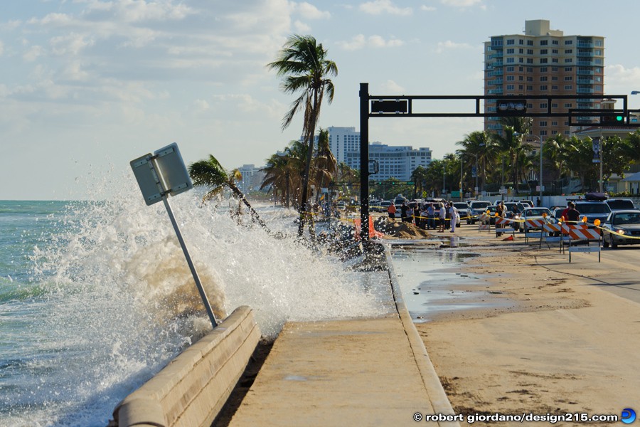 Nov 22 2012 Waves Eat Sidewalk - A1A Flooding, Fort Lauderdale